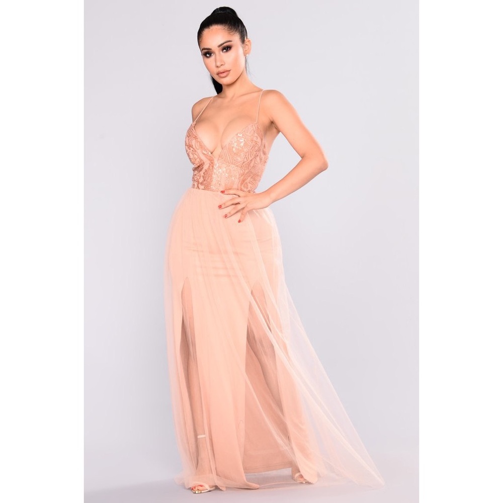 Sequin dress Champagne Fashion Nova